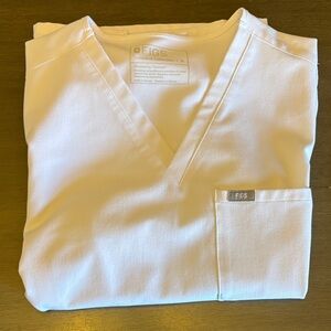 Figs V-Neck White Scrub Top